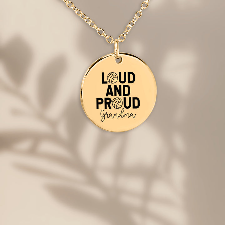 Loud and Proud Grandma Volleyball Coin Necklace