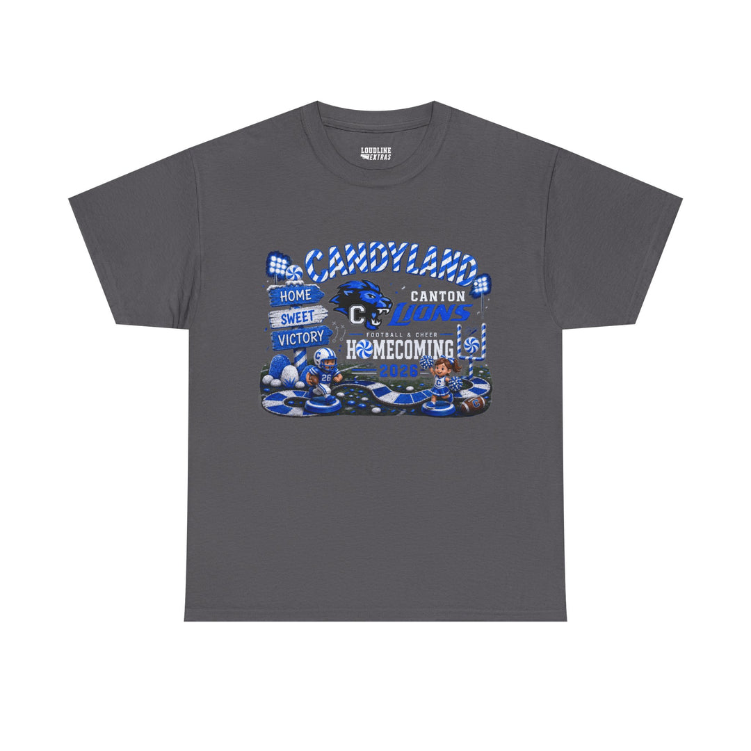Canton Lions Football &amp; Cheer Unisex Adult Gildan Standard T-Shirt - Homecoming Candyland Design
