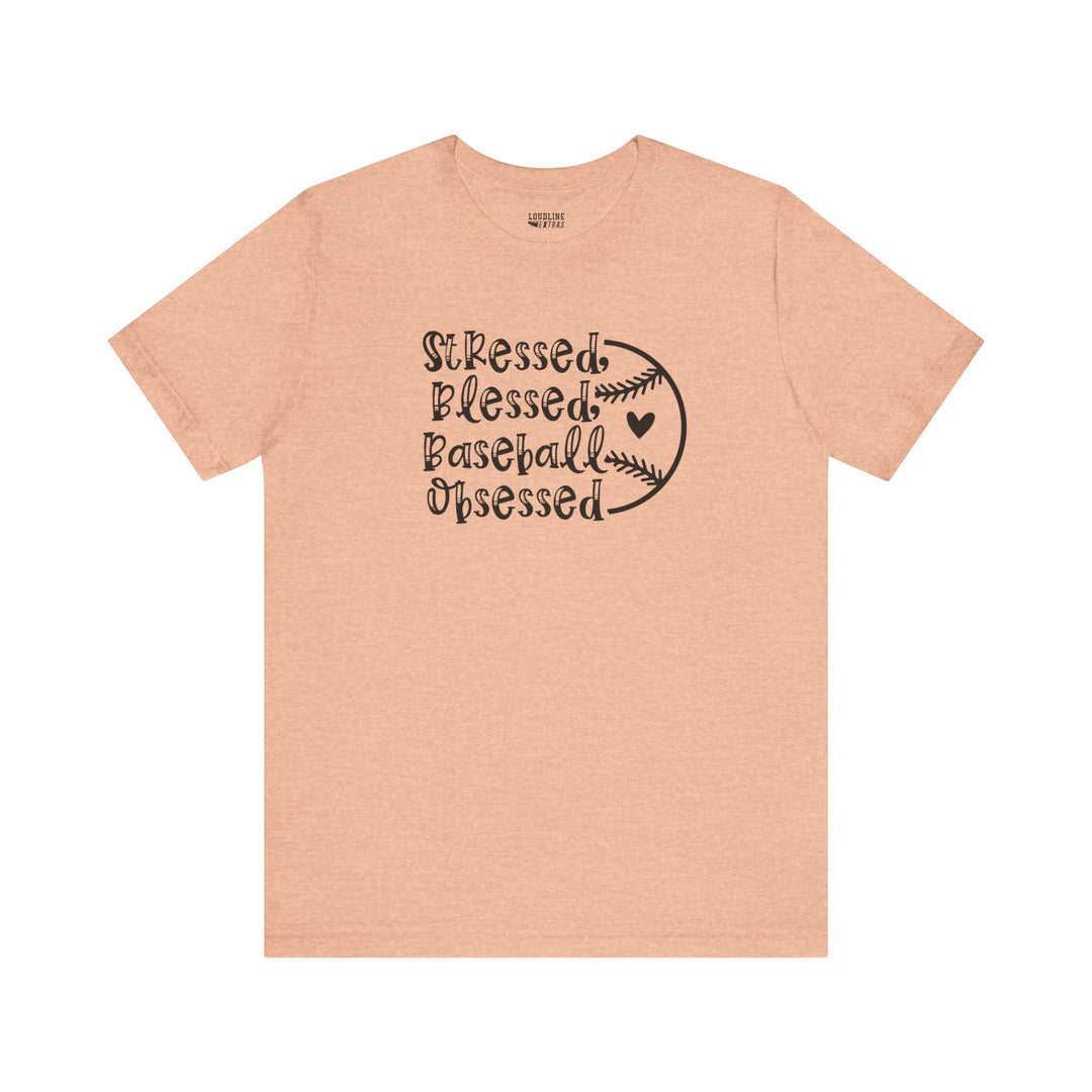 Stressed Blessed Baseball Obsessed Unisex Adult T-Shirt