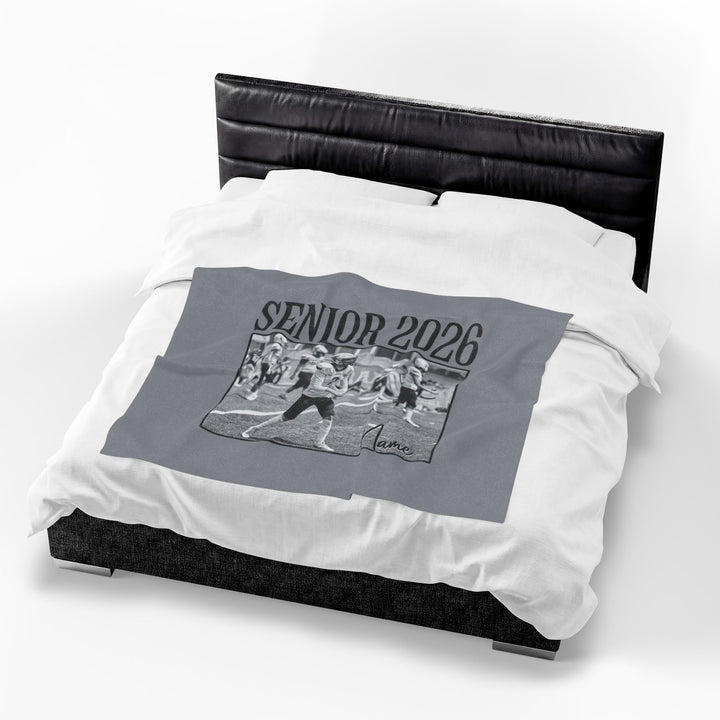 Senior Photo &amp; Name - Velveteen Plush Blanket