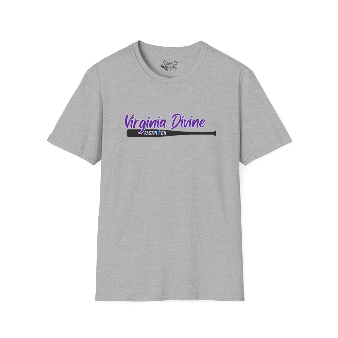 Virginia Divine Sports Unisex Adult T-Shirt - Softball Pattern Design w/Name &amp; Number on back