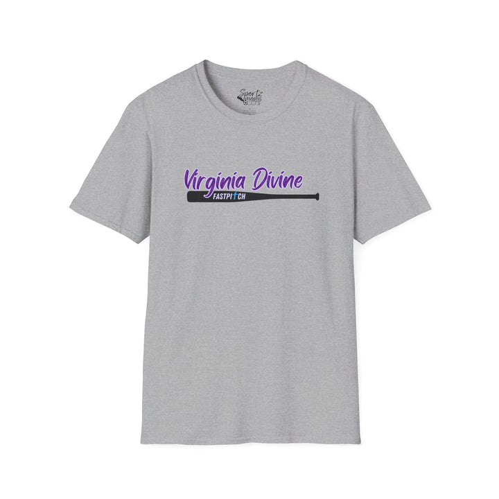 Virginia Divine Sports Unisex Adult T-Shirt - Softball Pattern Design w/Name &amp; Number on back