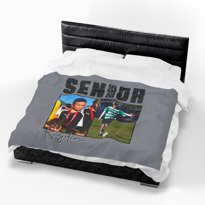 Senior Then vs Now Photo &amp; Name - Velveteen Plush Blanket