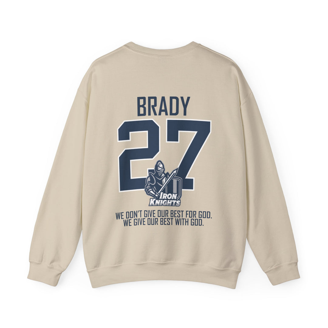 Iron Knights Adult Unisex Crewneck Sweatshirt w/Name, Number &amp; Bible Verse - All White or Blue Design
