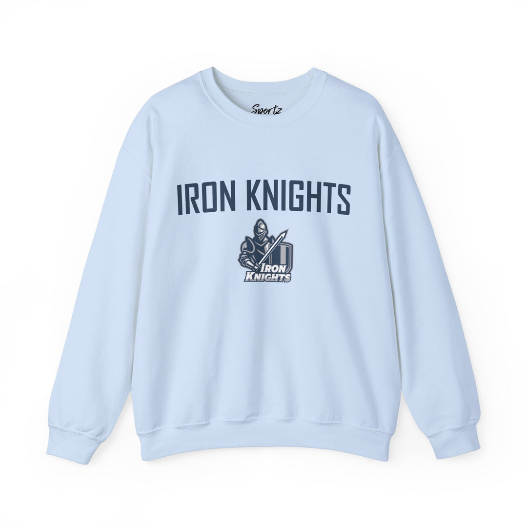 Iron Knights Adult Unisex Crewneck Sweatshirt w/Name, Number &amp; Bible Verse - All White or Blue Design