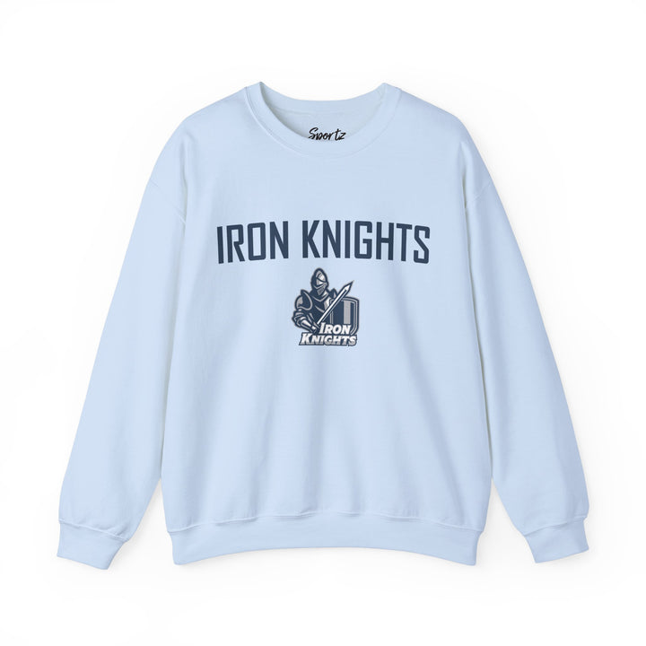 Iron Knights Adult Unisex Crewneck Sweatshirt w/Name, Number &amp; Bible Verse - All White or Blue Design