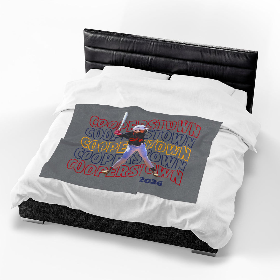 Cooperstown Wavy Design Velveteen Plush Blanket