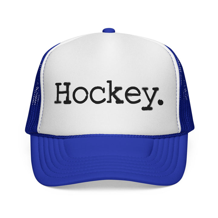 Hockey Typewriter Design Trucker Hat