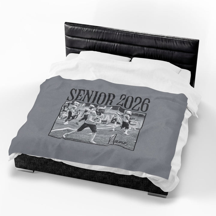 Senior Photo &amp; Name - Velveteen Plush Blanket