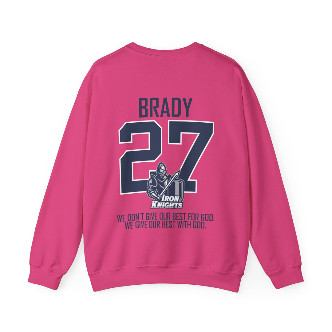 Iron Knights Adult Unisex Crewneck Sweatshirt w/Name, Number &amp; Bible Verse - All White or Blue Design