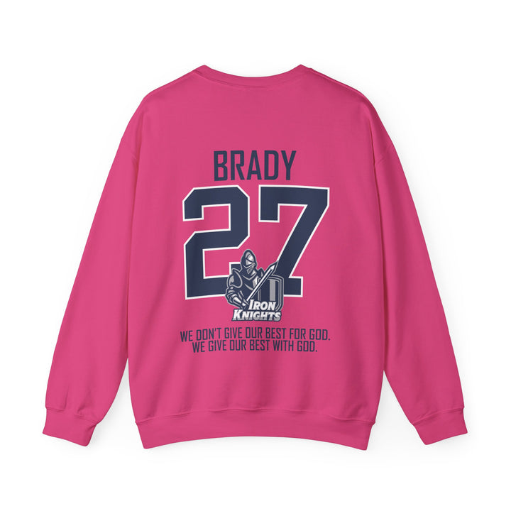 Iron Knights Adult Unisex Crewneck Sweatshirt w/Name, Number &amp; Bible Verse - All White or Blue Design