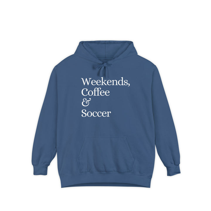 Weekends Coffee &amp; Soccer Unisex Adult Premium Hooded Sweatshirt