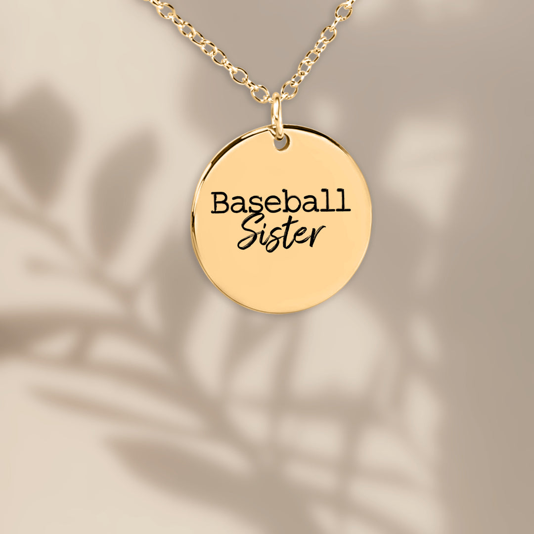 Baseball Sister Typewriter Design Coin Necklace