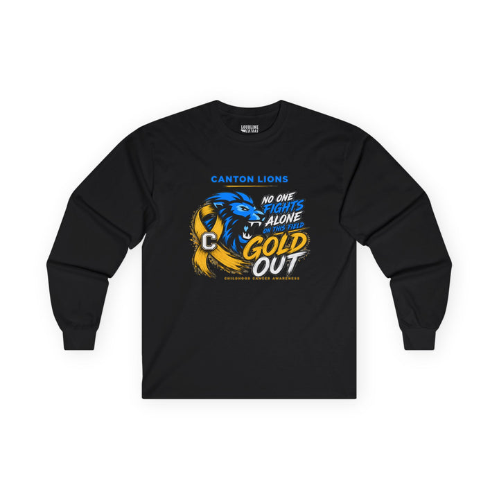 Canton Lions Football &amp; Cheer Unisex Adult Gildan Standard Long Sleeve - Gold Out Design