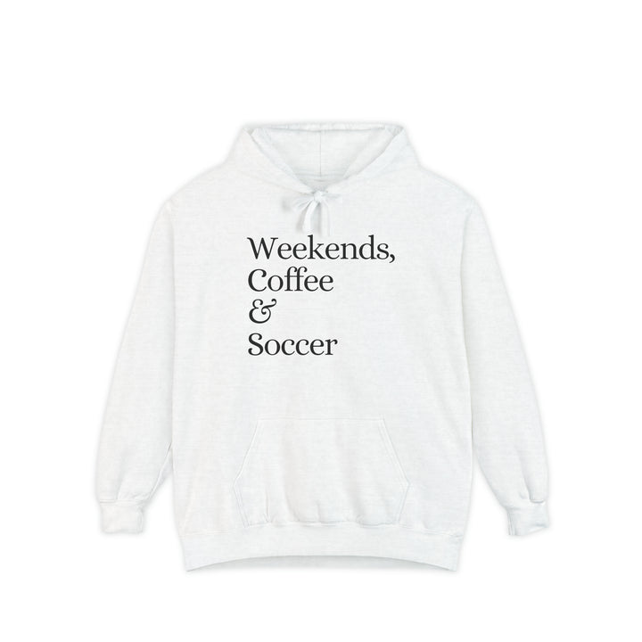 Weekends Coffee &amp; Soccer Unisex Adult Premium Hooded Sweatshirt