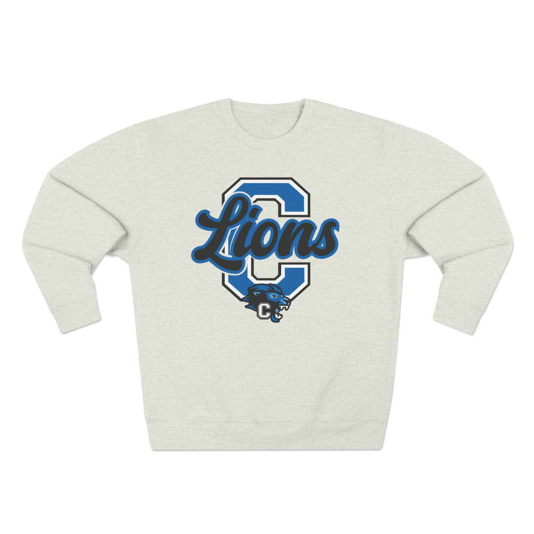 Canton Lions Football &amp; Cheer Unisex Adult Premium Crewneck Sweatshirt - Big C Design