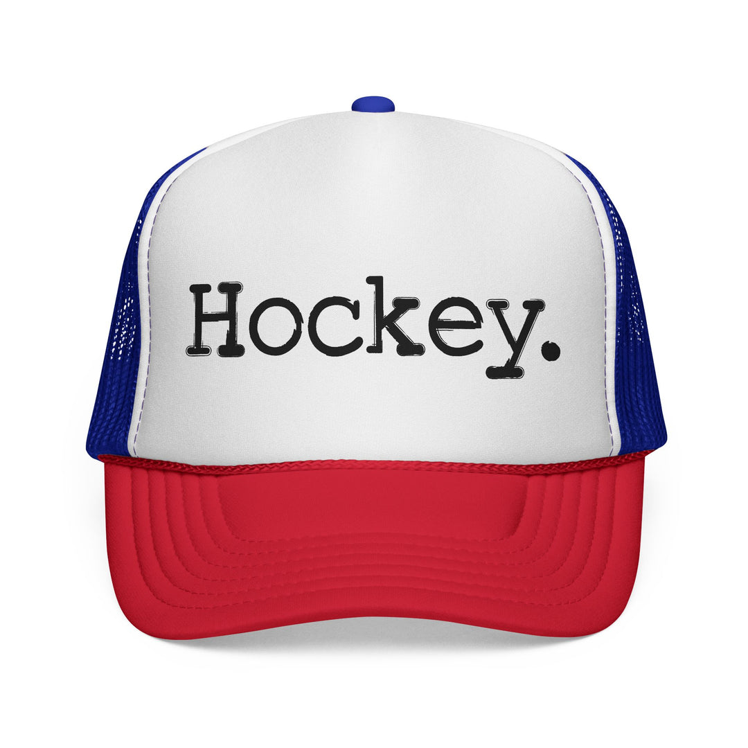 Hockey Typewriter Design Trucker Hat