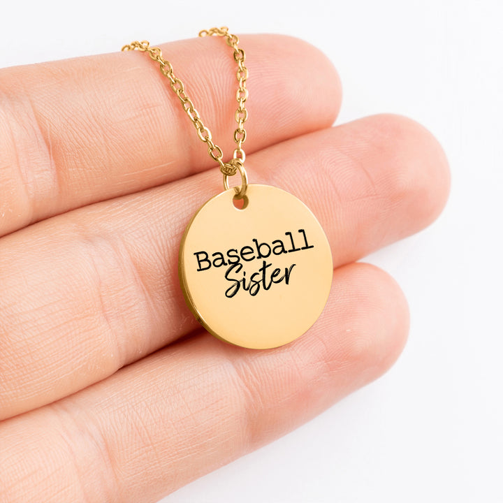 Baseball Sister Typewriter Design Coin Necklace