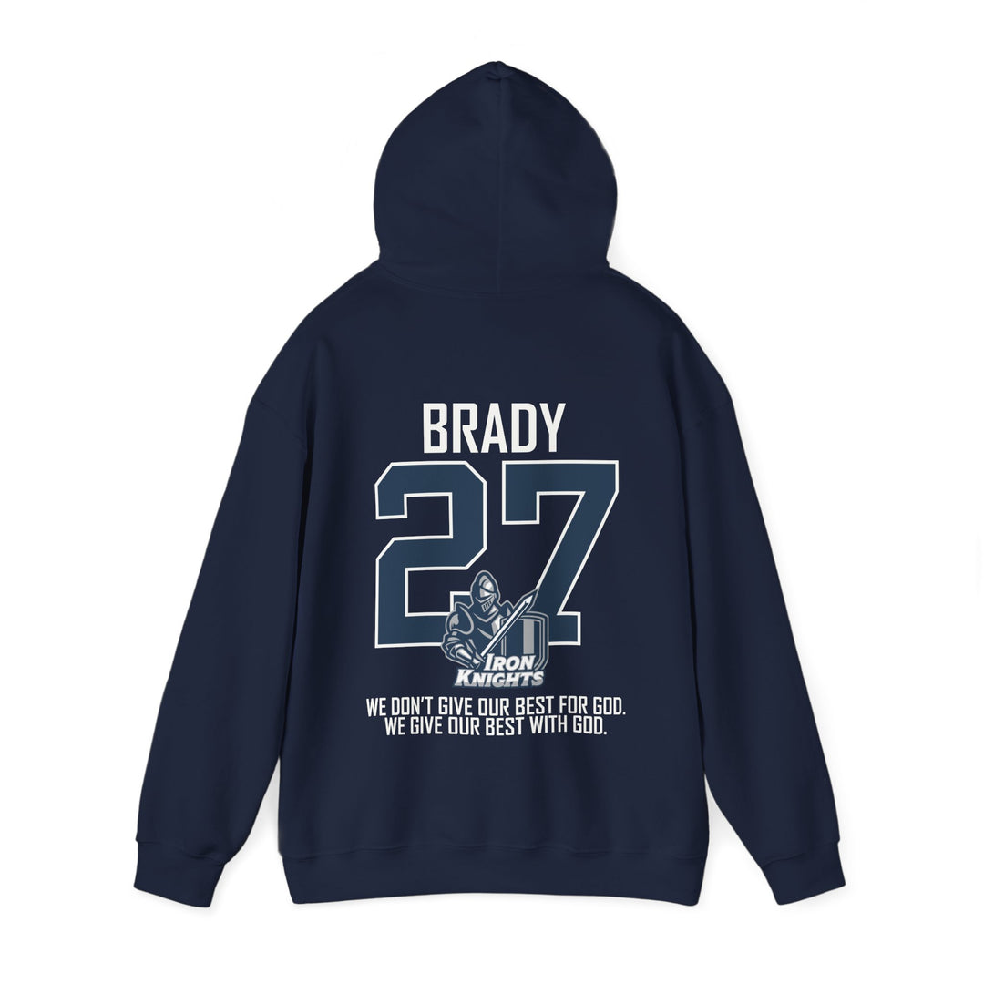 Iron Knights Adult Unisex Hooded Sweatshirt w/Knight Design, Name &amp; Number on back