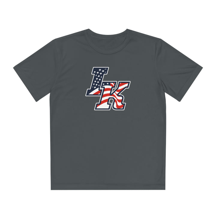 Iron Knights Youth Short Sleeve Competitor Moisture Wicking Tee w/Flag Logo and Name &amp; Number on back