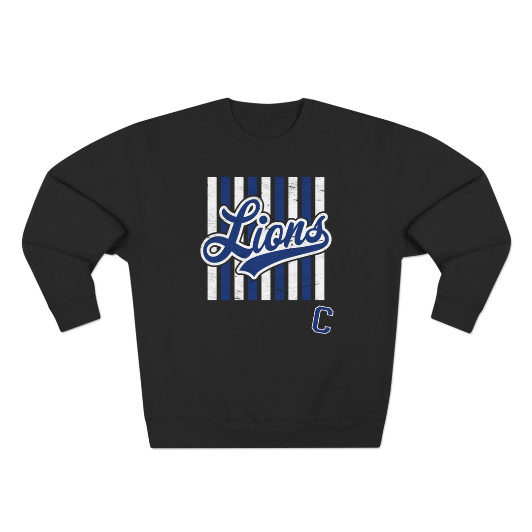 Canton Lions Football &amp; Cheer Unisex Adult Premium Crewneck Sweatshirt - Striped Design