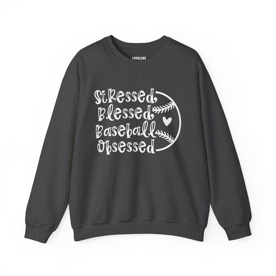 Stressed Blessed Baseball Obsessed Unisex Adult Crewneck Sweatshirt