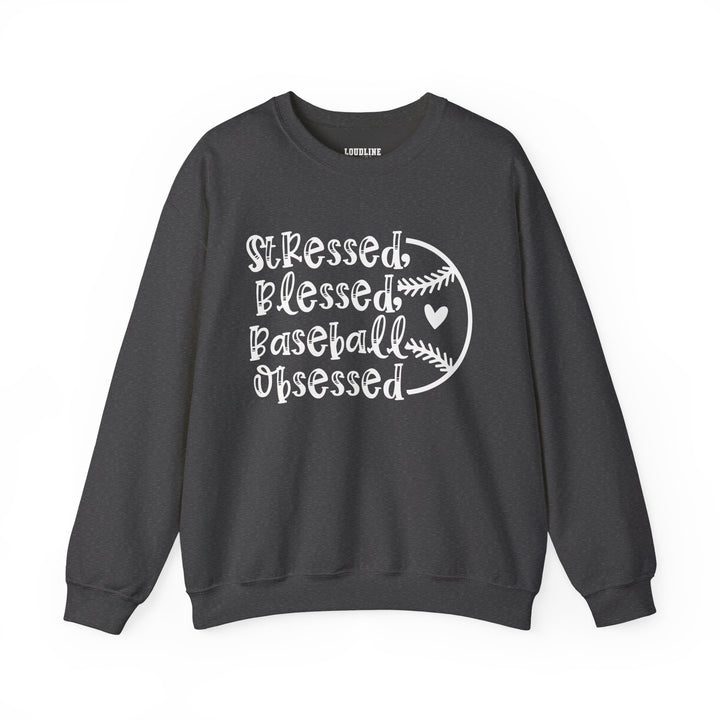 Stressed Blessed Baseball Obsessed Unisex Adult Crewneck Sweatshirt
