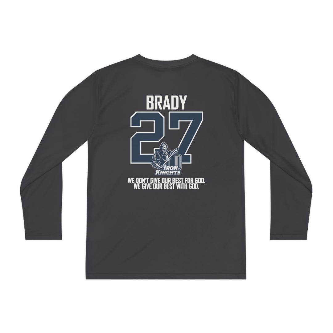 Iron Knights Youth Long Sleeve Competitor Moisture Wicking Tee W/Knight Design, Name &amp; Number