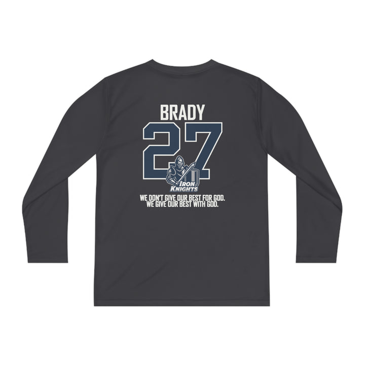 Iron Knights Youth Long Sleeve Competitor Moisture Wicking Tee W/Knight Design, Name &amp; Number