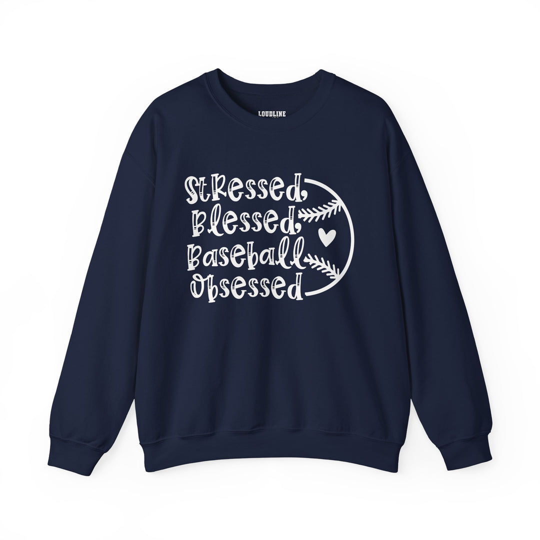 Stressed Blessed Baseball Obsessed Unisex Adult Crewneck Sweatshirt