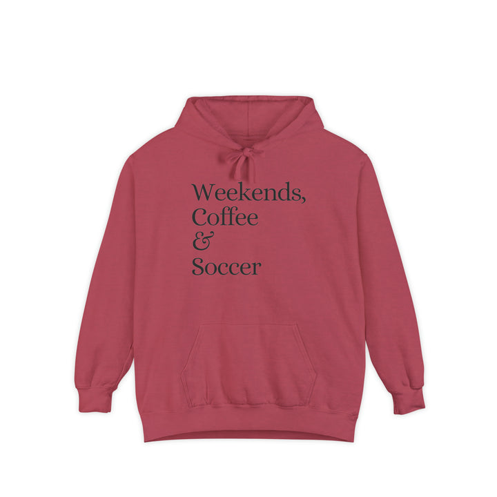 Weekends Coffee &amp; Soccer Unisex Adult Premium Hooded Sweatshirt