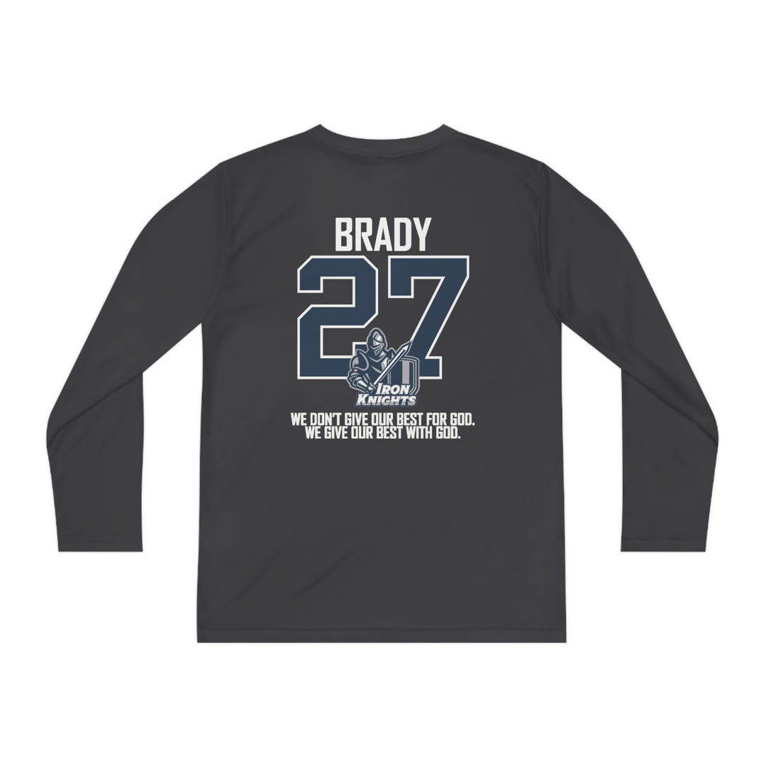 Iron Knights Youth Long Sleeve Competitor Moisture Wicking Tee W/Flag Design, Name &amp; Number