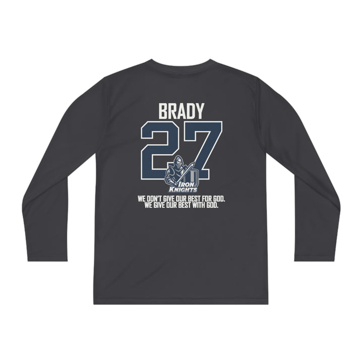 Iron Knights Youth Long Sleeve Competitor Moisture Wicking Tee W/Flag Design, Name &amp; Number