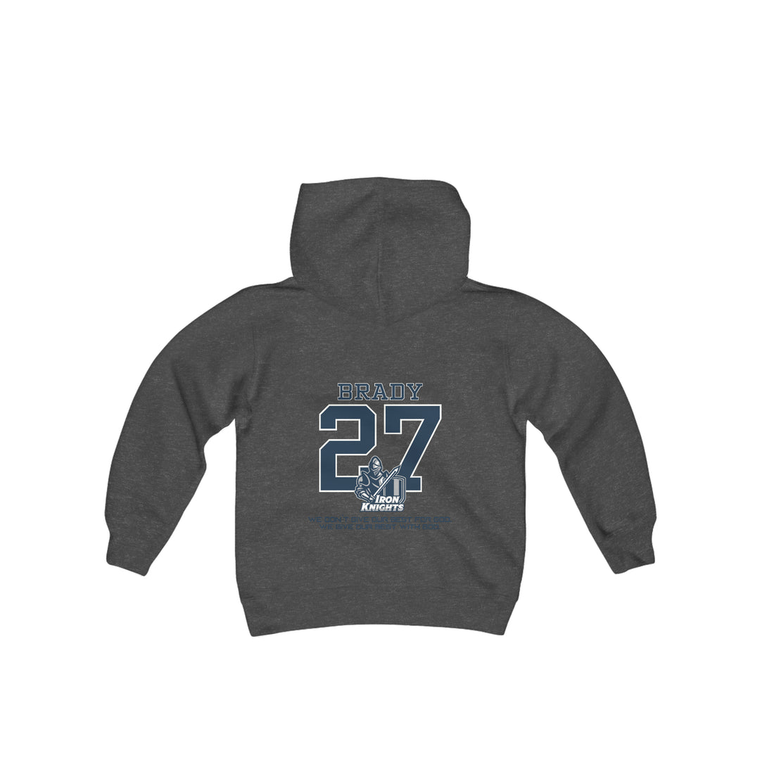 Iron Knights Youth Hooded Sweatshirt W/Name, Number &amp; Bible Verse- Block Design