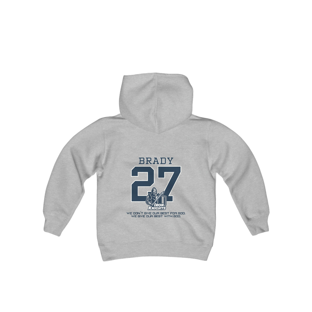 Iron Knights Youth Hooded Sweatshirt W/Name, Number &amp; Bible Verse- Block Design