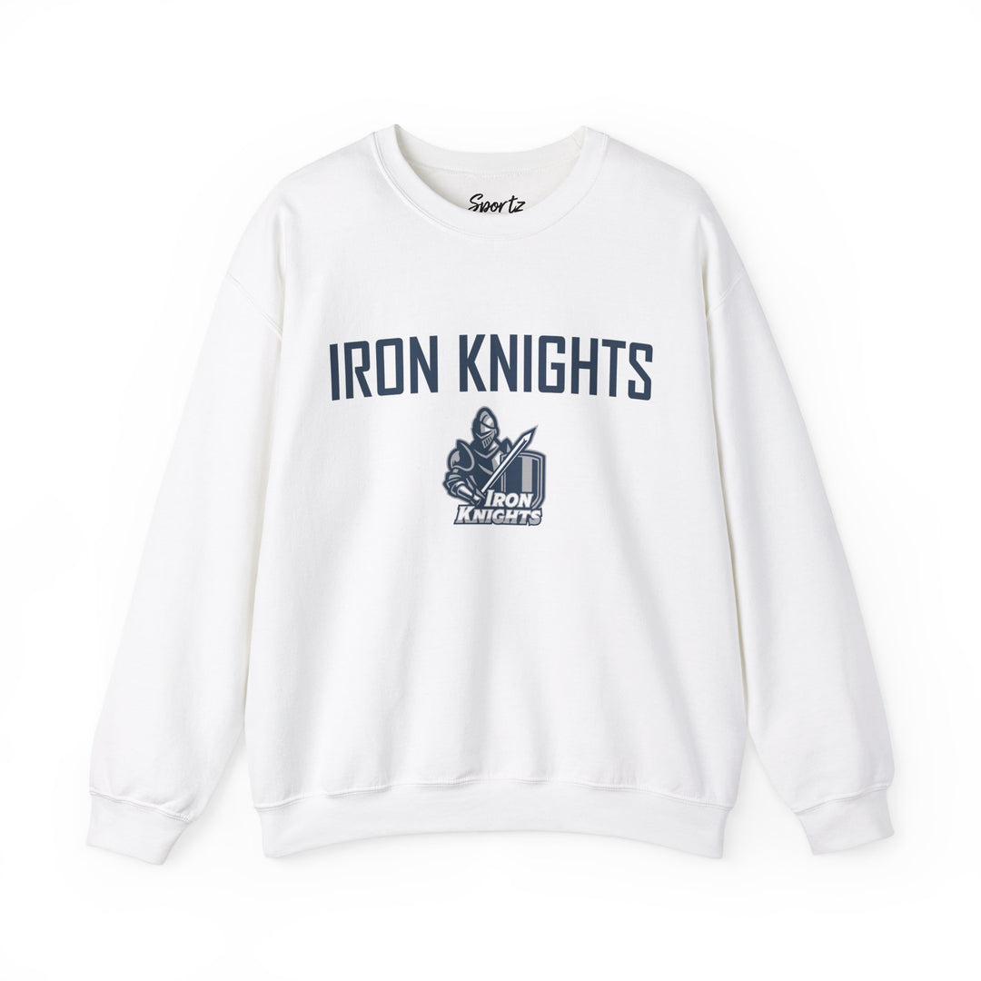 Iron Knights Adult Unisex Crewneck Sweatshirt w/Name, Number &amp; Bible Verse - All White or Blue Design