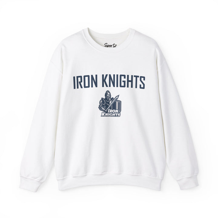 Iron Knights Adult Unisex Crewneck Sweatshirt w/Name, Number &amp; Bible Verse - All White or Blue Design