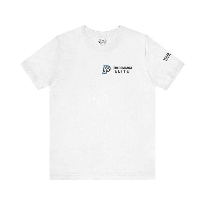 Performance Elite Unisex Adult Mid-Level T-Shirt w/Front &amp; Back Logo &amp; Custom Name on Sleeve