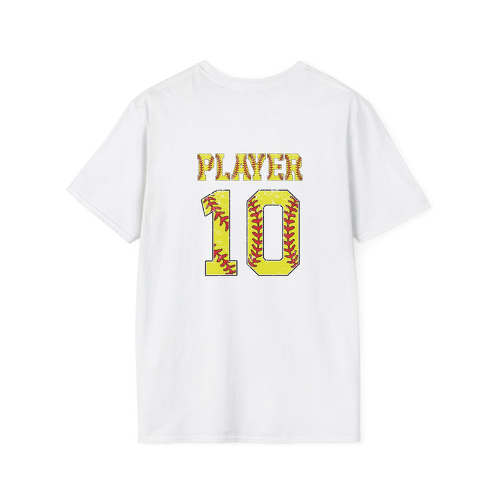 Virginia Divine Sports Unisex Adult T-Shirt - Softball Pattern Design w/Name &amp; Number on back