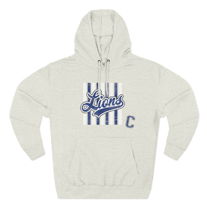 Canton Lions Football &amp; Cheer Unisex Adult Premium Hoodie Sweatshirt - Striped Design