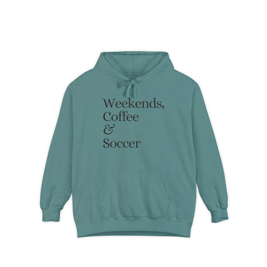 Weekends Coffee &amp; Soccer Unisex Adult Premium Hooded Sweatshirt