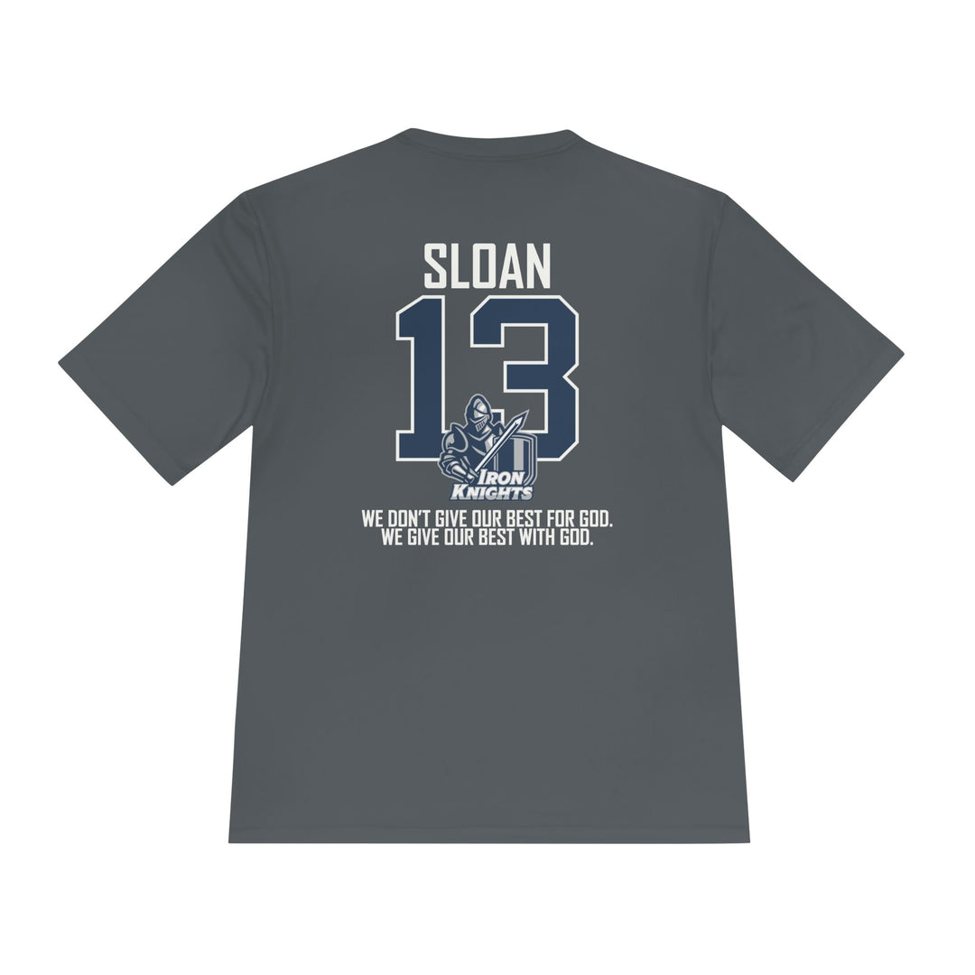 Iron Knights Adult Unisex Moisture Wicking T-Shirt - w/Knight Logo, Name &amp; Number on back