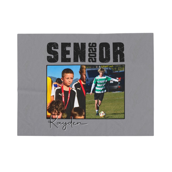 Senior Then vs Now Photo &amp; Name - Velveteen Plush Blanket