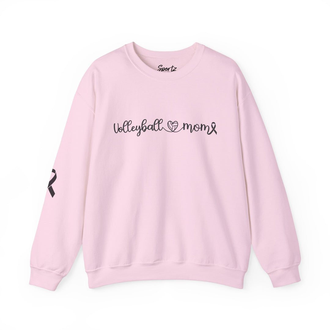 Cancer Collection Pick Your Sport Mom Ribbon &amp; Heart Adult Unisex Crewneck Sweatshirt w/Ribbon on Sleeve