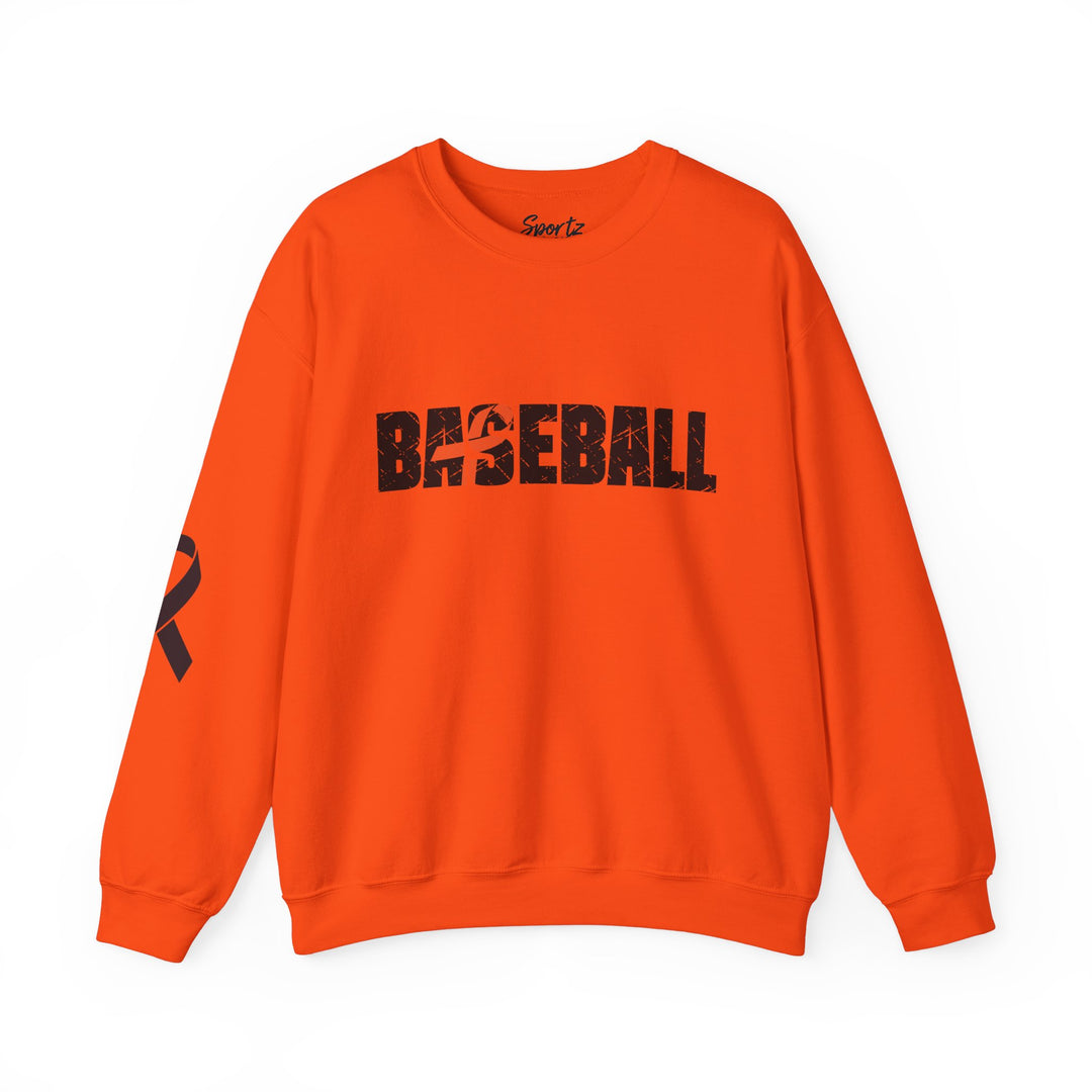 Cancer Ribbon Pick Your Sport Adult Unisex Crewneck Sweatshirt w/Ribbon on Sleeve