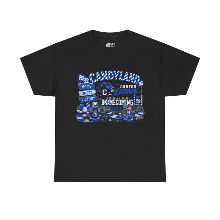 Canton Lions Football &amp; Cheer Unisex Adult Gildan Standard T-Shirt - Homecoming Candyland Design
