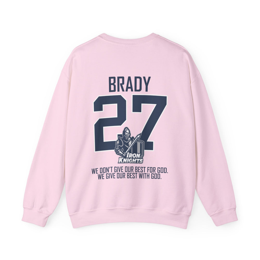 Iron Knights Adult Unisex Crewneck Sweatshirt w/Name, Number &amp; Bible Verse - All White or Blue Design