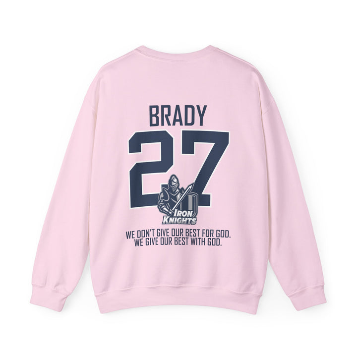 Iron Knights Adult Unisex Crewneck Sweatshirt w/Name, Number &amp; Bible Verse - All White or Blue Design