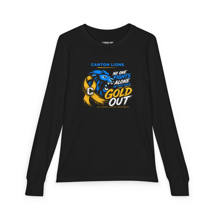 Canton Lions Football &amp; Cheer Standard Unisex Youth T-Shirt - Gold Out Design