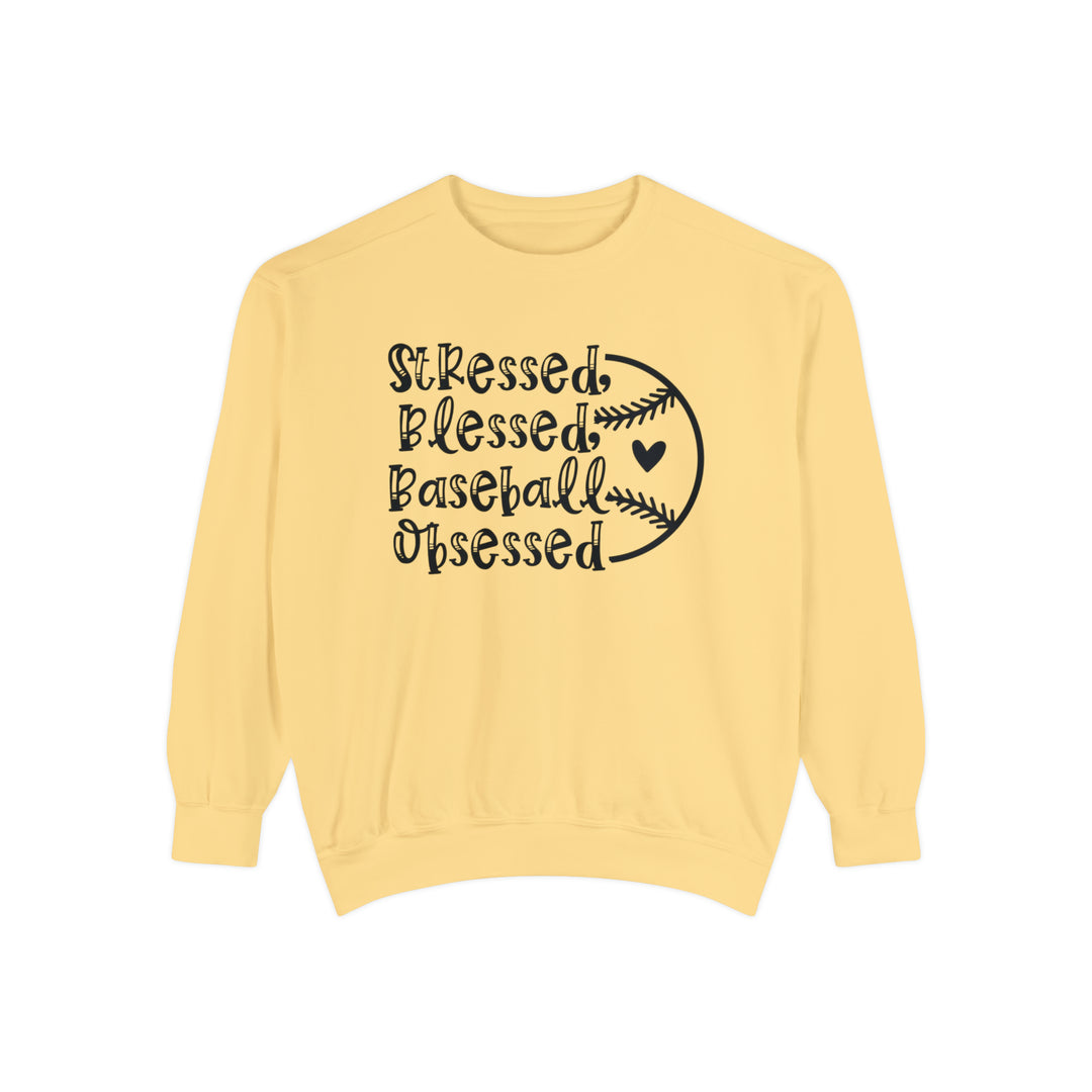 Stressed Blessed Baseball Obsessed Unisex Adult Premium Crewneck Sweatshirt